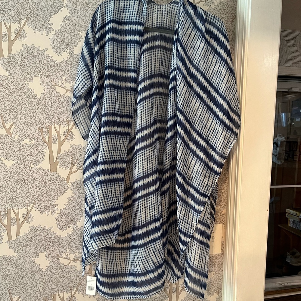NWT paper store summer cover up scarf. Navy blue and white